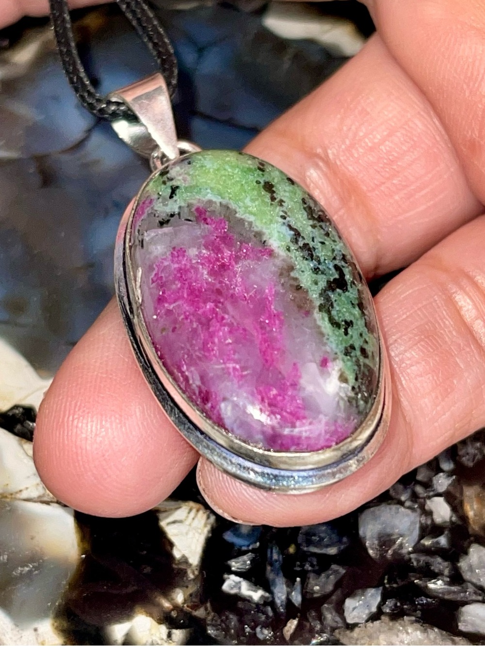Ruby Zoisite Crystal Pendant 2”